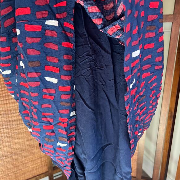 11.1. Tylho Brynn Tile Print Navy Sleeveless Shirt Dress Size Small - Picture 6 of 11